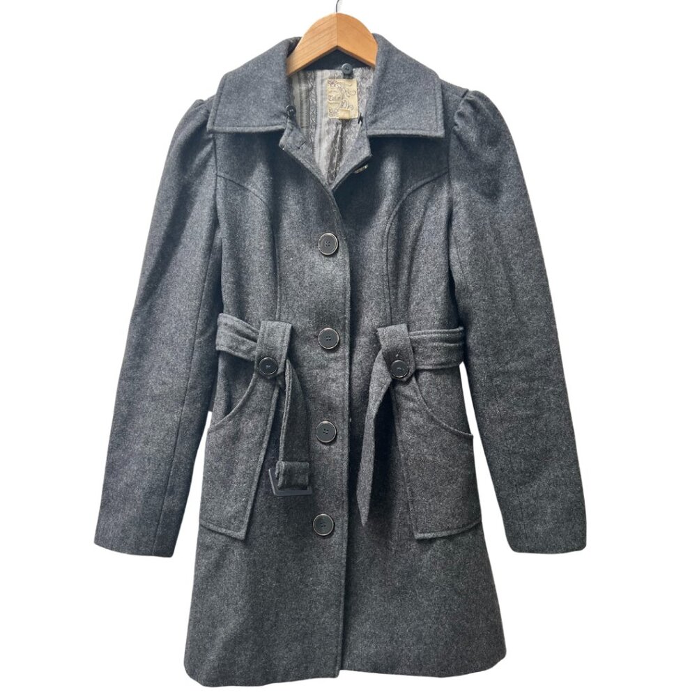 Tulle Anthropologie Belted Long Grey Trench Coat. Size Womens XS